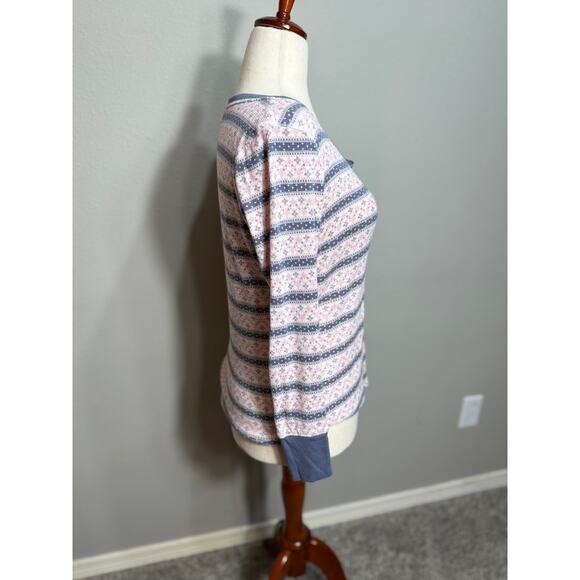 Victoria Secret sleep set pink & gray stripe long sleeve v neck loose comfy Sz M - Picture 4 of 11